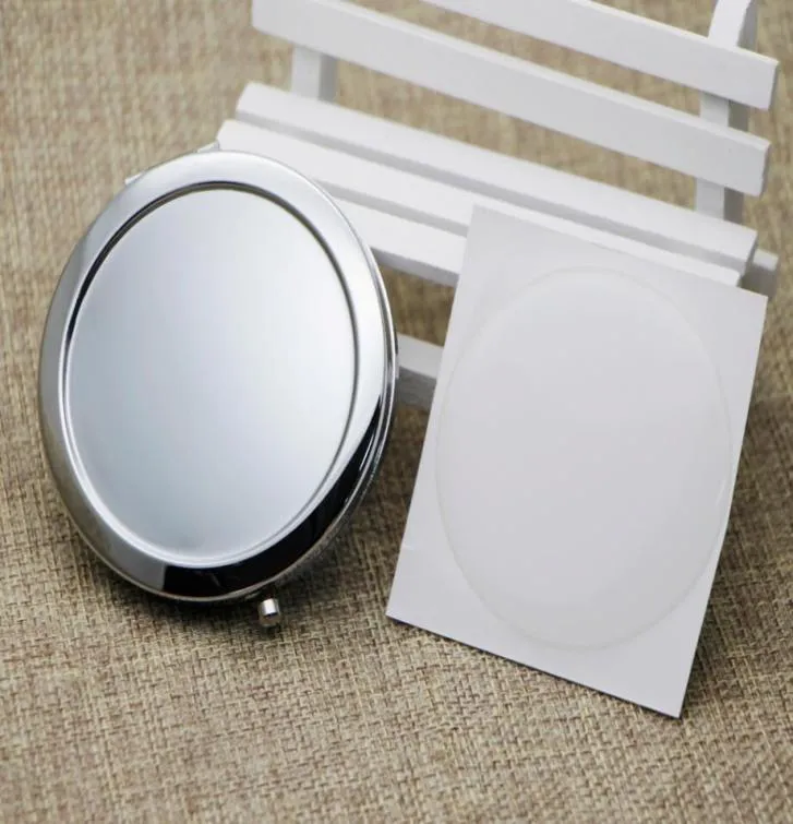 300pcs 70mm Pocket Compact Mirrors favors Round Metal Silver Makeup Mirror Promotional Gift5985428
