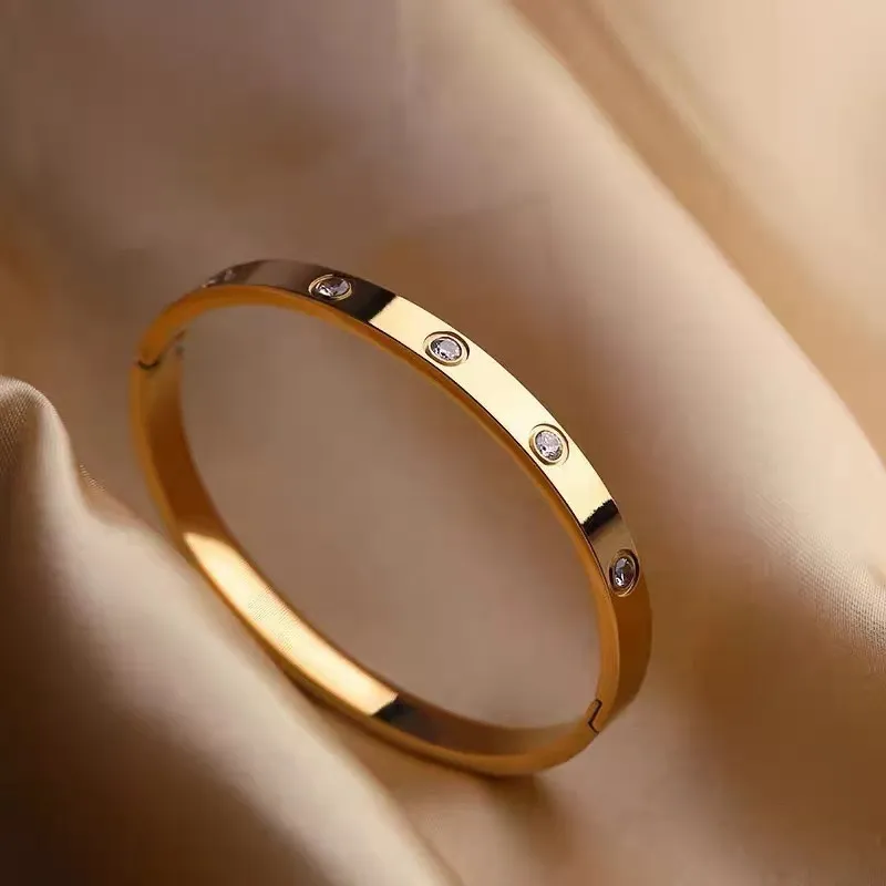 thumbnail image 2 of LOVED XOXO Gold Bangle Bracelet For Women - Stainless Steel With CZ Chunky Design 2 of 12