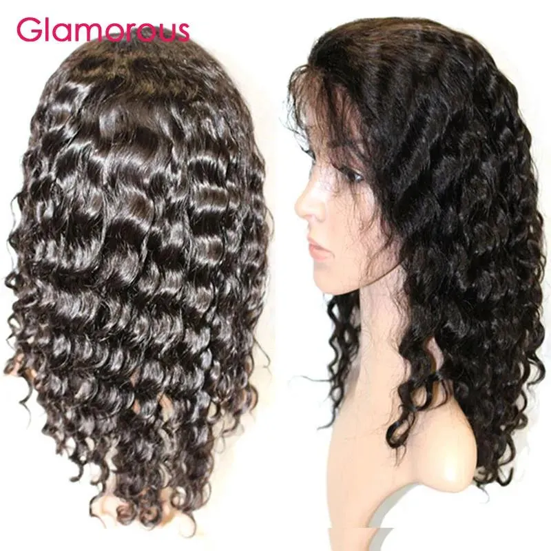 Peruker glamoröst mänskliga hår peruk enhet 1224 tum peruansk hår peruk förplucked 150% densitet människohår spetsar främre peruker