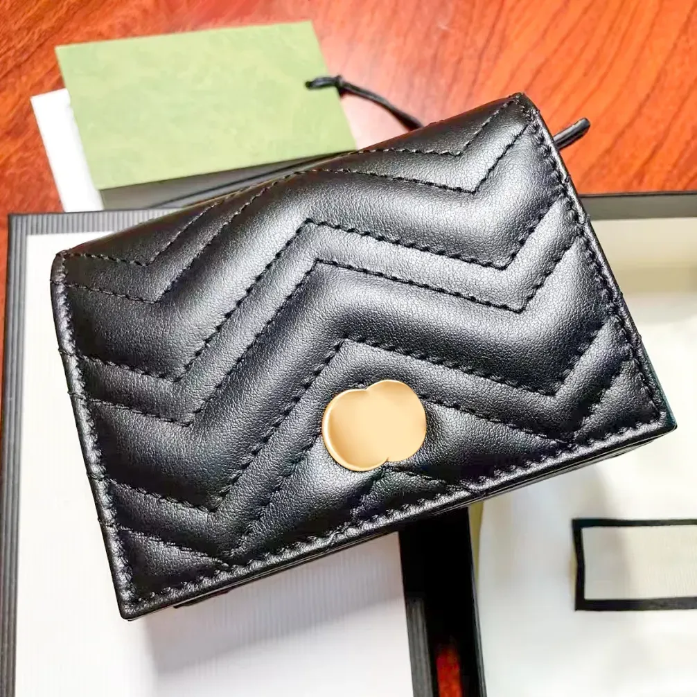 Marmont Five Card com caixa CardHolder 466492 Luxury Key Wallets Designer Womens Mens Moda Couro Genuíno Couro Genuíno Chave Bolsa Caso Porta-Passaporte