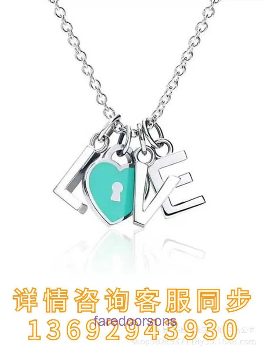 TifannisSM Pendant Necklac Best Sell Birthday Christmas Gift T Family S925 Silver Design CollarBone Fashion Versatile Love Love Font Have Original Box