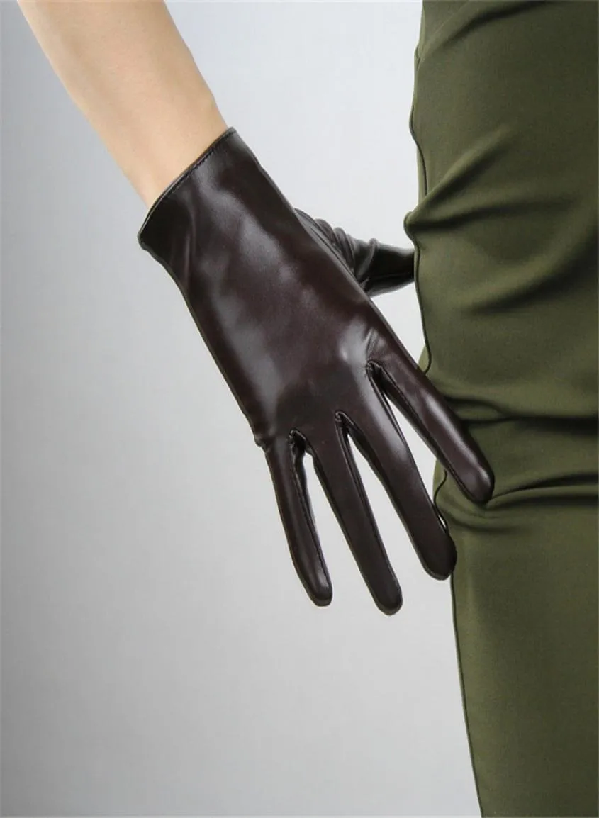 Gants courts pour écran tactile de 21cm, émulation de cuir verni miroir, mat, noir brillant, blanc, gants pour femmes PU99215544645