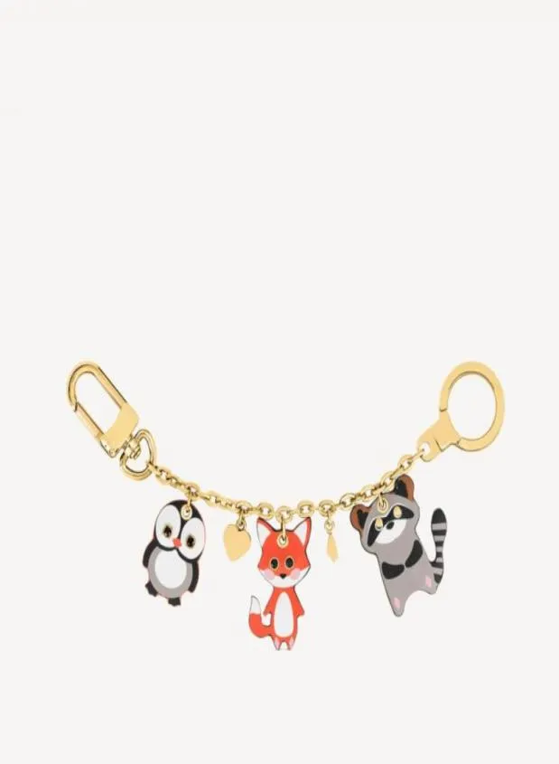 Animal High Quality Letter Keychains Fox Penguin Keychain Key Ring Gold Buckle Men Women Bags Car Handbag Pendant Couple Cute Acce8705763