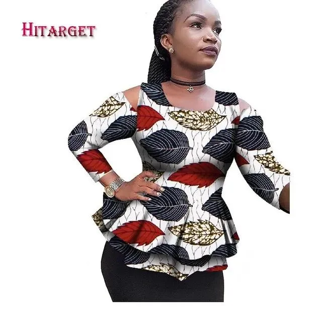 Shirts New Dashiki African Women Clothing Bazin Riche Fashion Elegant ONeck Crop Top Shirts Ankara African Clothing WY2100