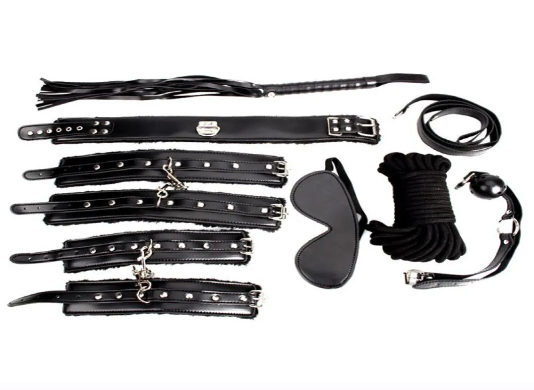 Kit di bondage sessuale 7 in 1 Set di prodotti del sesso Peluche in pelle PU Fetish bdsm Bondage Restrizioni Polsini Giocattoli del sesso per coppie3125773