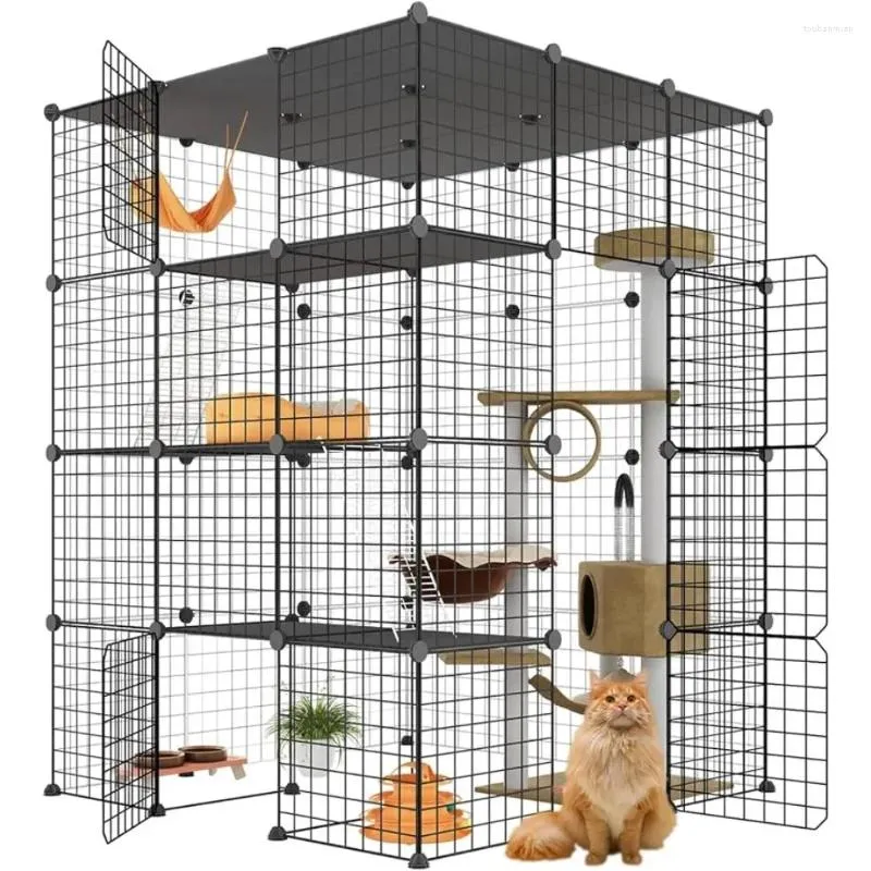 Kattendragers Grote Kooi DIY Box Afneembaar Metaaldraad Kennels Krat 3x3x4 Oefenplaats Ideaal voor 1-3 Vracht Gratis