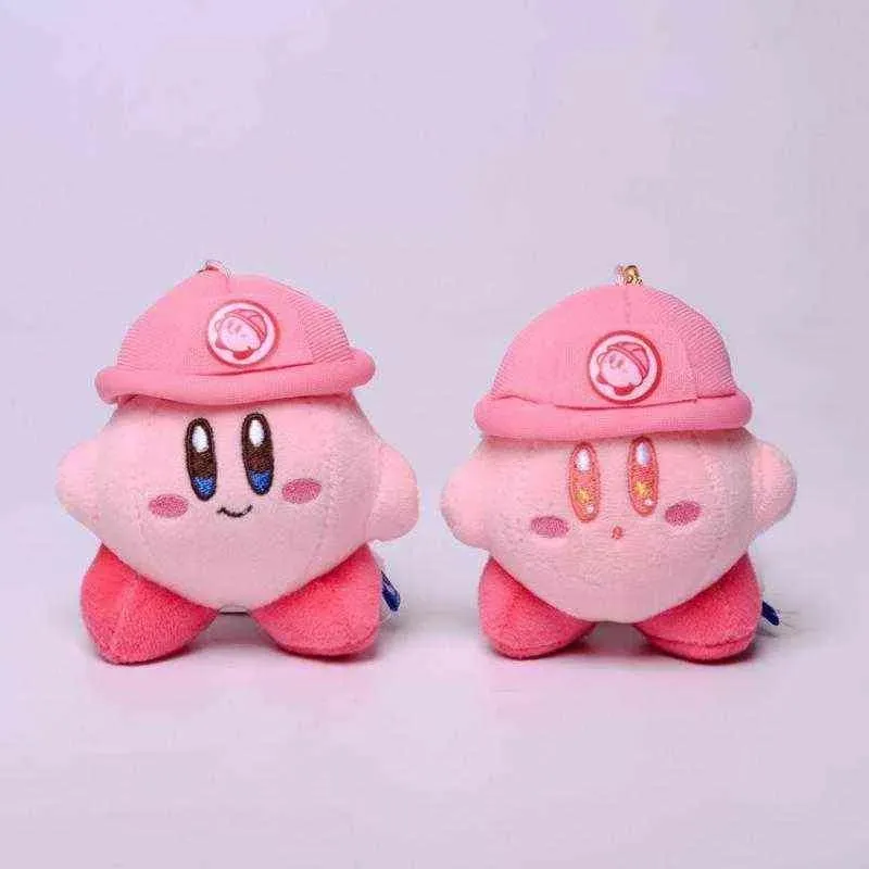 Bonecas 10cm kawaii kirby anime série de desenhos animados kirby engenheiro macio bonito brinquedo de pelúcia guajian pendurado gota ornamentos bebê menino menina presente g22041