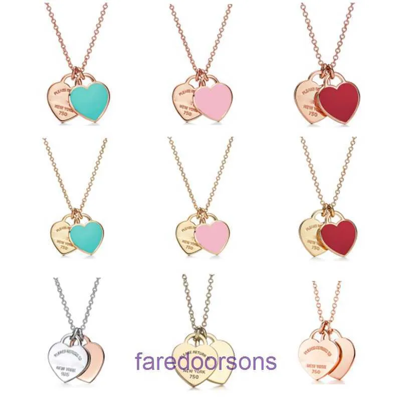 Tifannissm Pendant Necklac Best sell Birthday Christmas Gift s925 Sterling Silver Plated Rose Gold Heart shaped Dropping Enamel Love Have Original Box