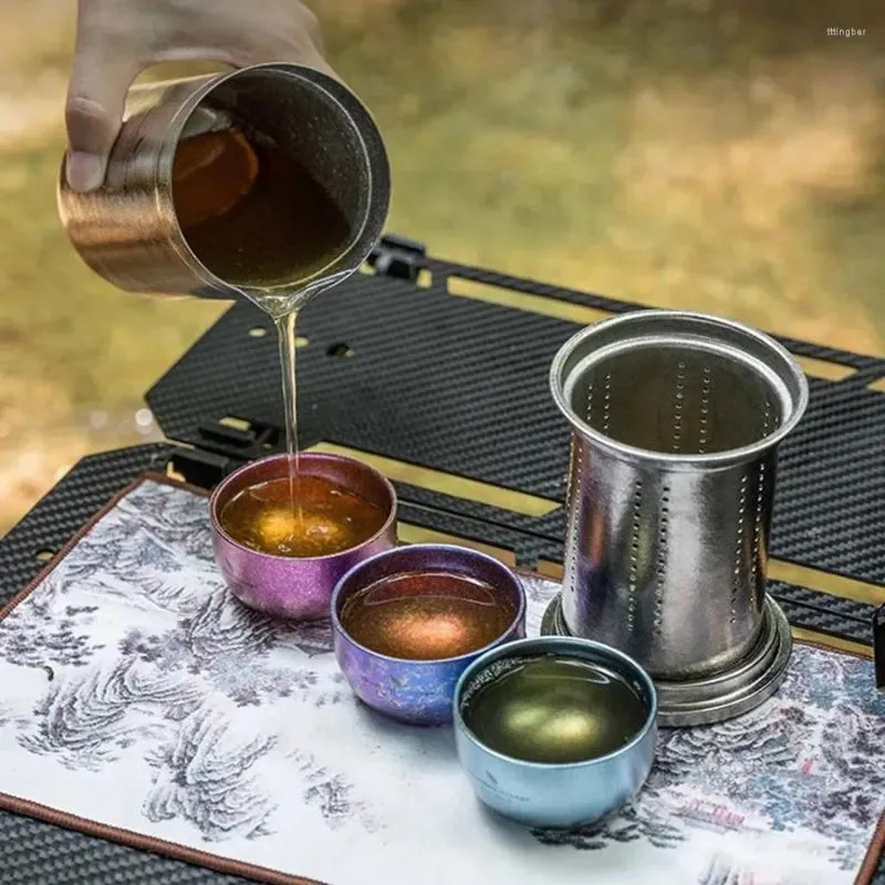 Tassen Reines Titan Tasse Vakuum Outdoor Tragbare Adler Schnabel Brauen Teekanne Camping Schnelle Gast Anti-verbrühen Tee-Set