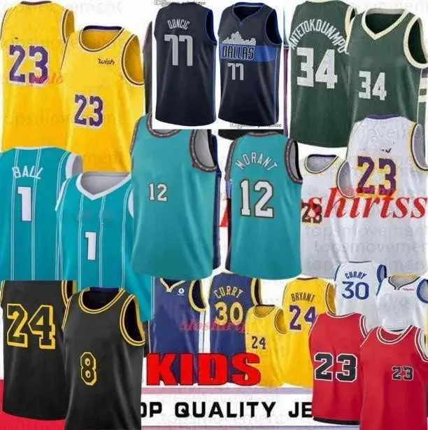 S Trikots Sets Jugend Kinder Lamelo Ball Stephen Curry Basketball Trikots Carter Ja Morant 3 James Edition City Trikot 8DO2