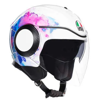 Helmets Moto AGV Motorcycle Design Safety Comfort Agv Italian Orbyt Men's and Women's Dual Lens 4/3 Half Helmet Motorcycle Electric Vehicle Mono Channel XMCD