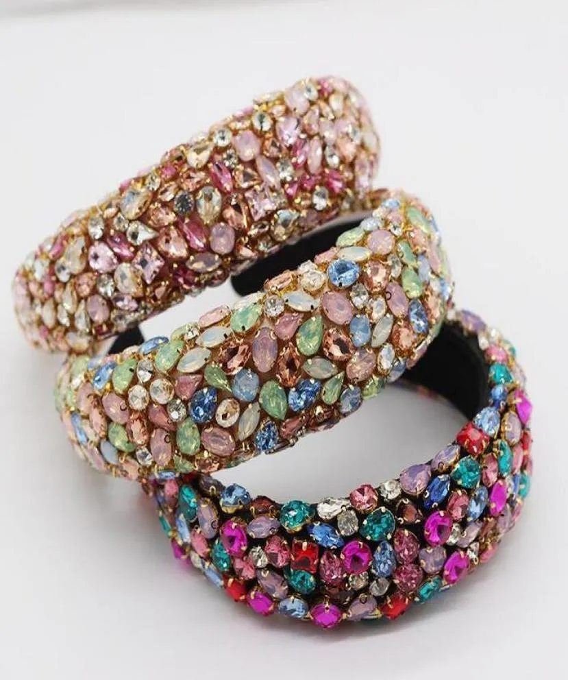 Fasce per capelli con strass in cristallo pieno barocco per le donne Fasce con diamanti colorati Cerchietto per capelli Accessori per gioielli per feste 1pz E5516127