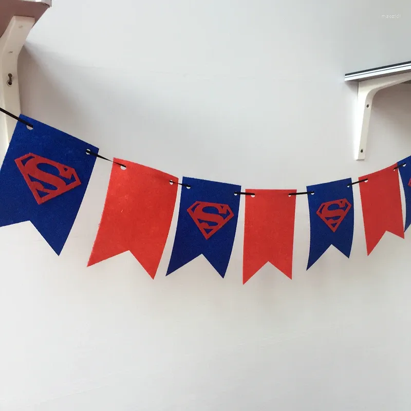 Feestdecoratie Gelukkige Verjaardag Heroes Vilten Banner Super Man Decoraties Benodigdheden Voor Thuis Kinderkamer Decor Ophangen