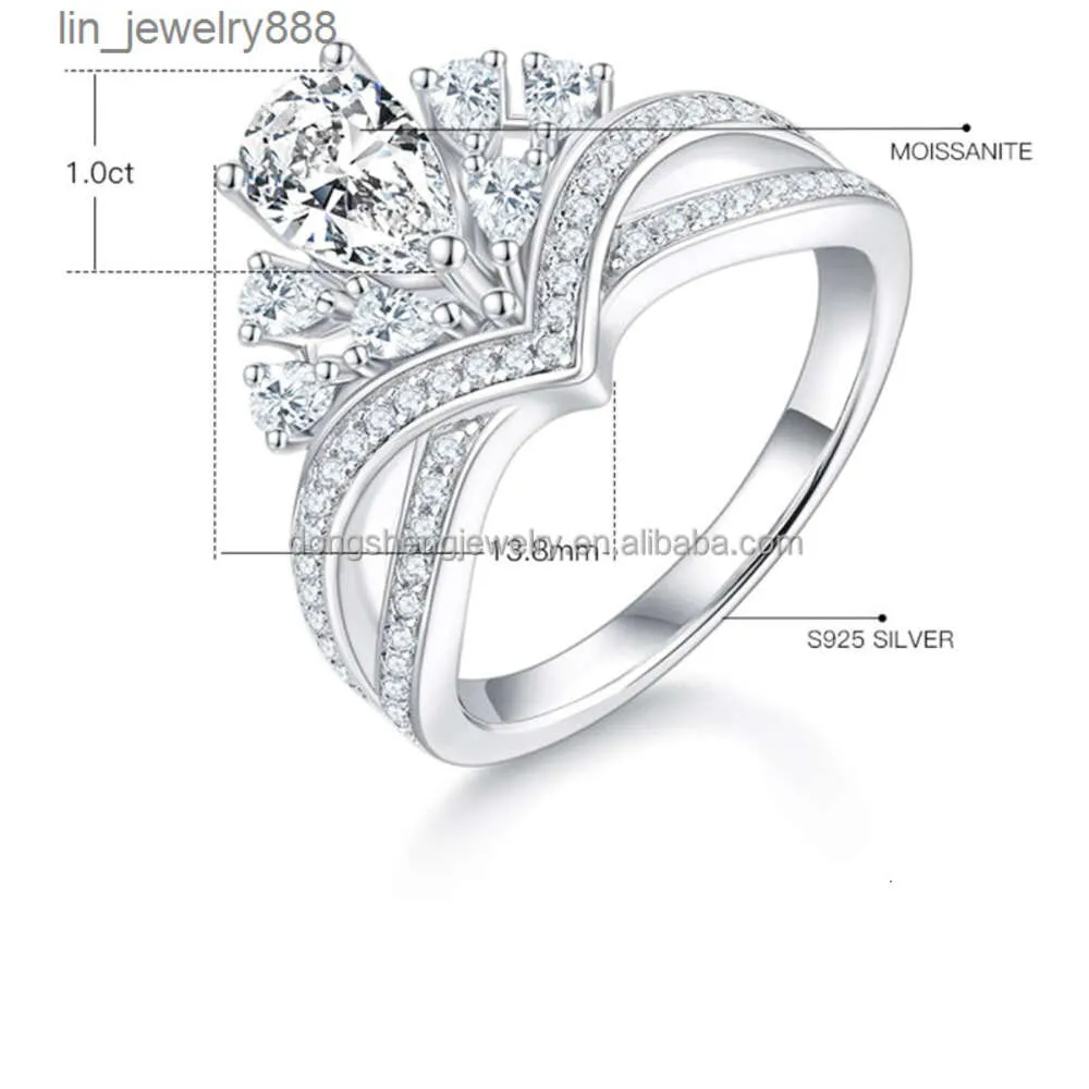 Aangepaste luxe Ice out Moissanite sieraden Engagement trouwringen set zilver 10k 14k 18k Rose Gold fabriek aangepaste ring voor vrouwen