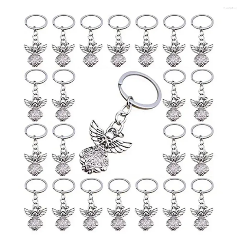 Favor de fiesta 30 unids Guardian Angel Key Ring Colgante Charm Llavero para la decoración de la ducha del bebé del cumpleaños de la boda