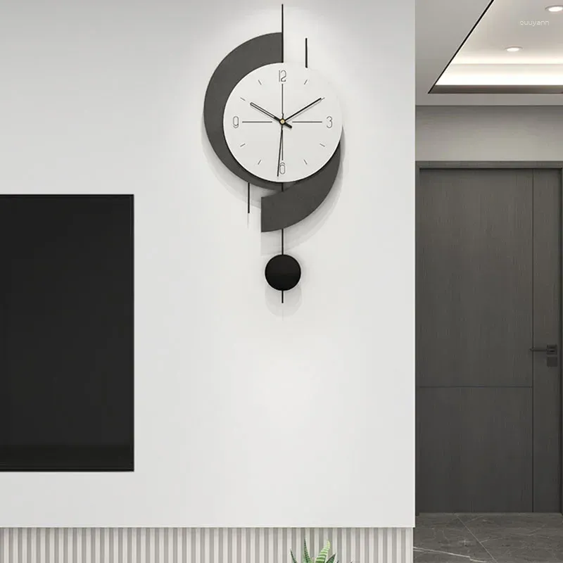 Väggklockor trä stor storlek vardagsrum nordisk tyst designer mode modern klocka hängande lyx reloj pared dekoration