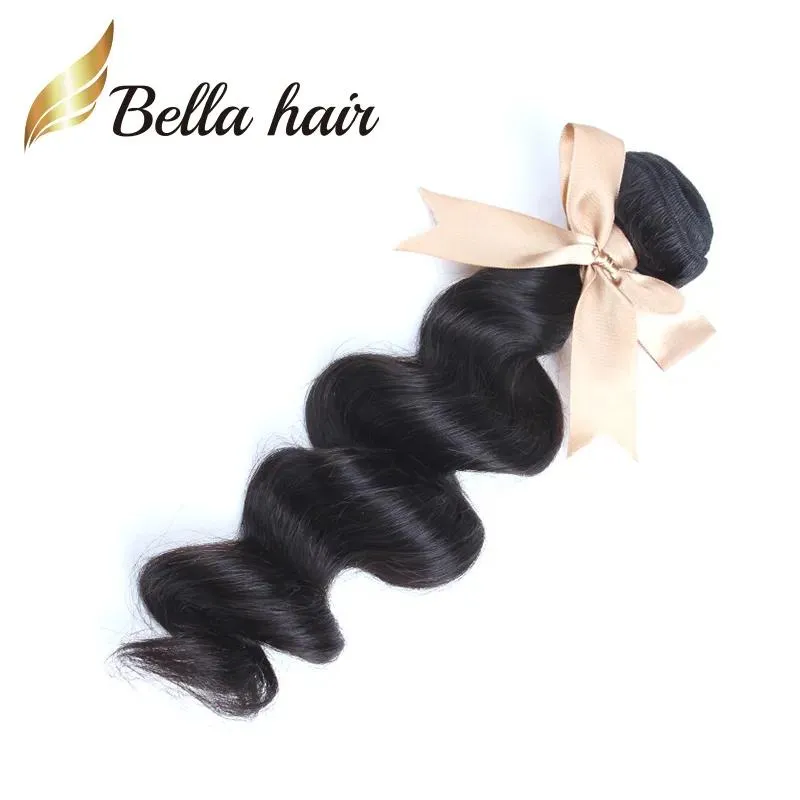 Wefts 8A Virgin Brazilian Extensions Wavy Loose Wave Natural Black Double Weft Color Remy Human Hair Weave Bundles