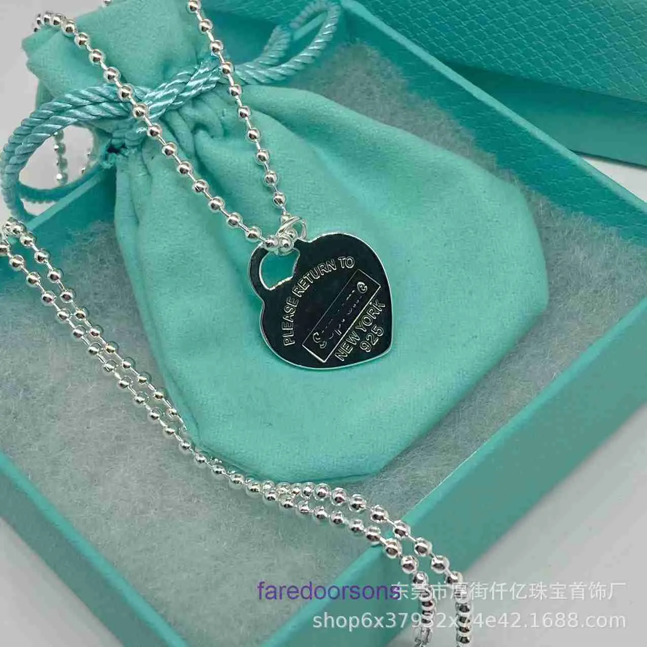 Tifannissm Pendant Necklac Best sell Birthday Christmas Gift T familys high version s925 sterling silver branded bead necklace is fashion Have Original Box