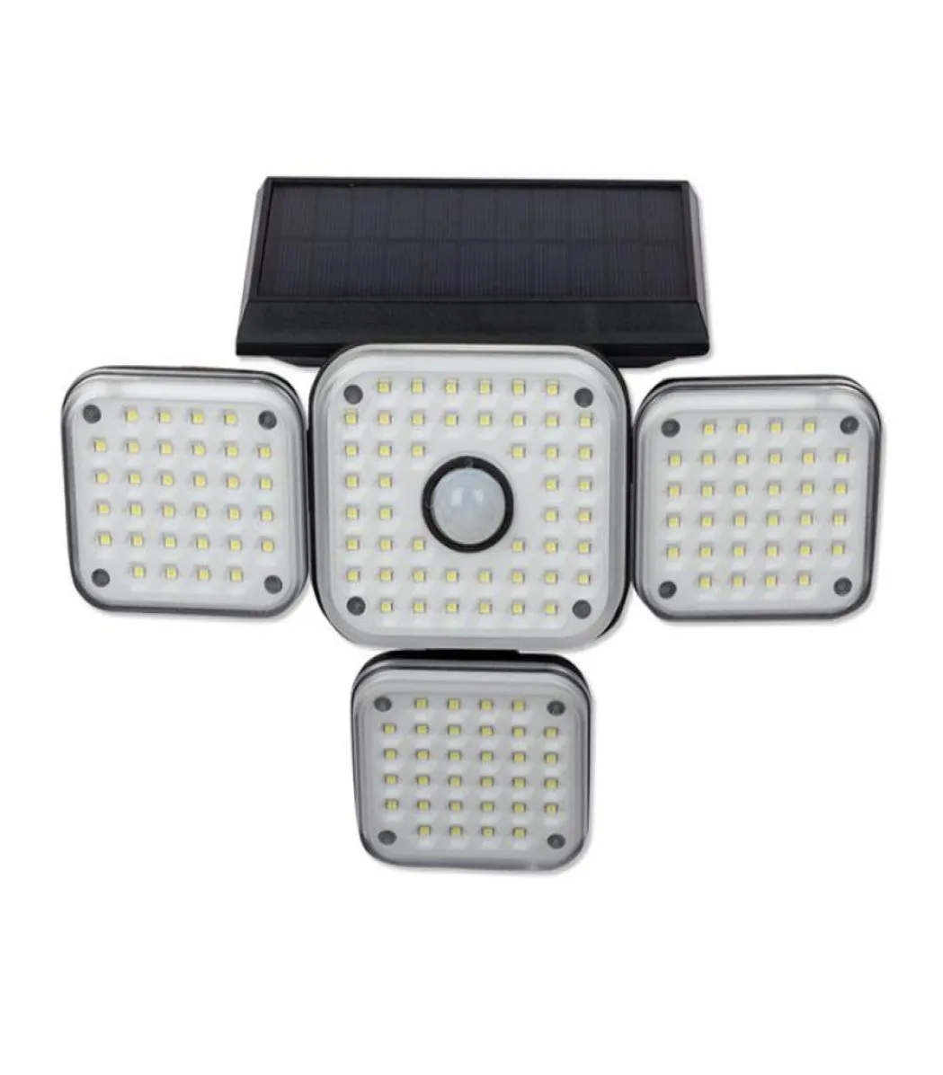 Fyra huvudsolvägglampor 208LED Light PIR Motion Sensor Solar Security Flood Lighting3185248