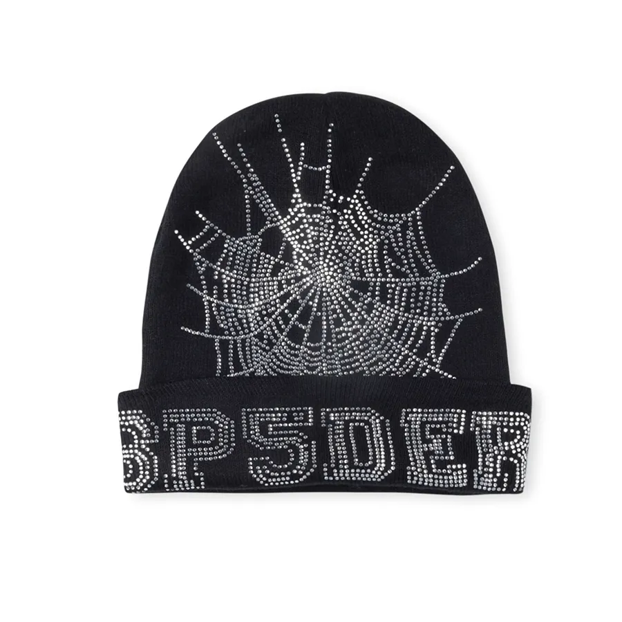 Berretto Invernale Donna Con Teschio E Strass - Modello Y2K In Maglia Morbida, Unisex Per Sci E Neve (Nero/Bianco/Oro)