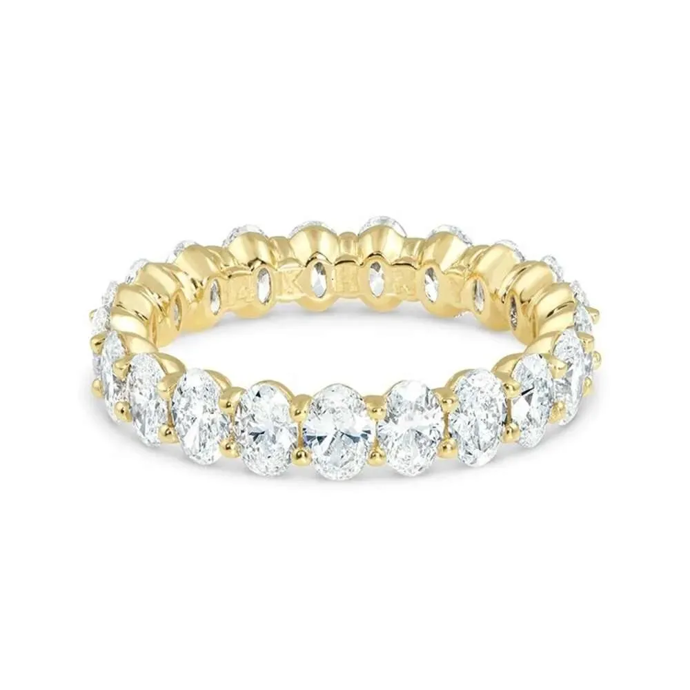 Colliers Eternity Band Femme 1Ct 1.5Ct 2Ct 3Ct Mariage Ovale Coupe Moissanite Diamant Bague de Fiançailles En Or 14K