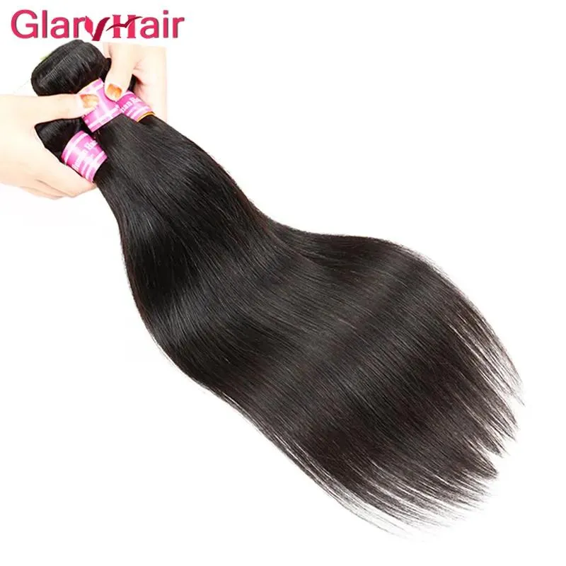 نسج بائعي الشعر Glary بالجملة الأكثر مبيعًا العناصر الماليزية الهندية البرازيلية البرازيلية المستقيمة في البكر REMY Extensions Human Hair Extensions