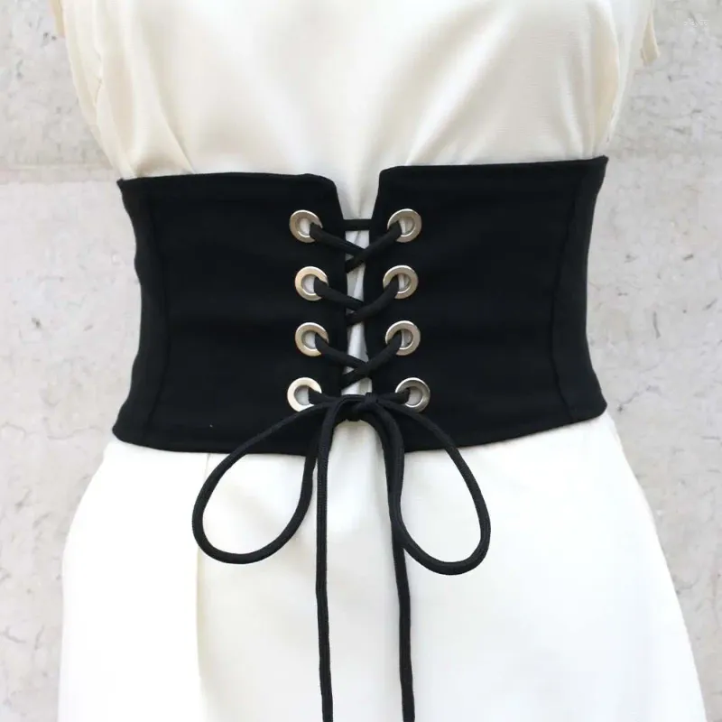 Belts White Gothic Slimming Body Bandage Knotted Bow High Waist Corset Dress Cummerbunds Wide Belt Female Waistbands Adjustable