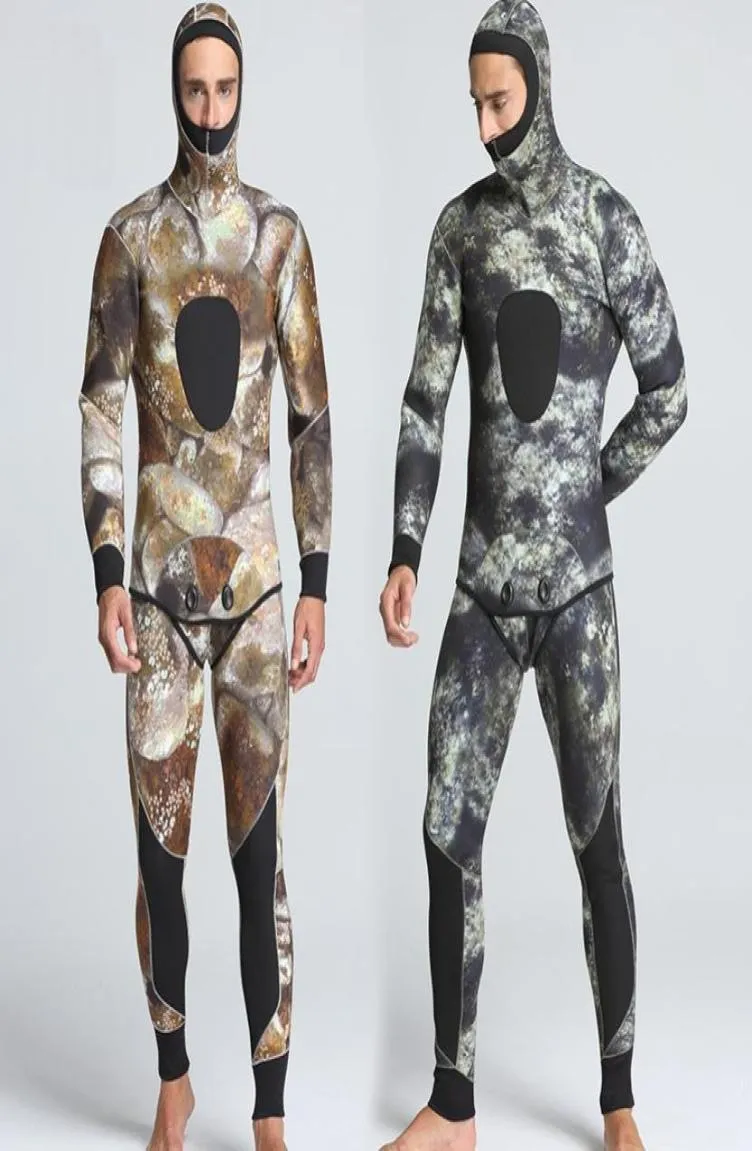 5mm SCR wetsuit men039s camouflage winter diving wetsuit snorkelling wear 2 piecec one set size S2XL8387185