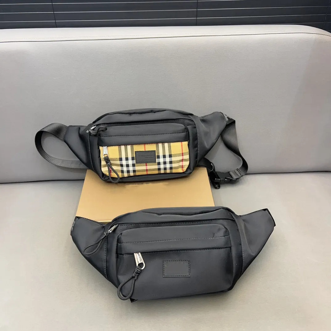 Nylon checked waist pack shoulder bag unisex crossbody bag Letter waist pack Luxury design 27*14cm dust bag