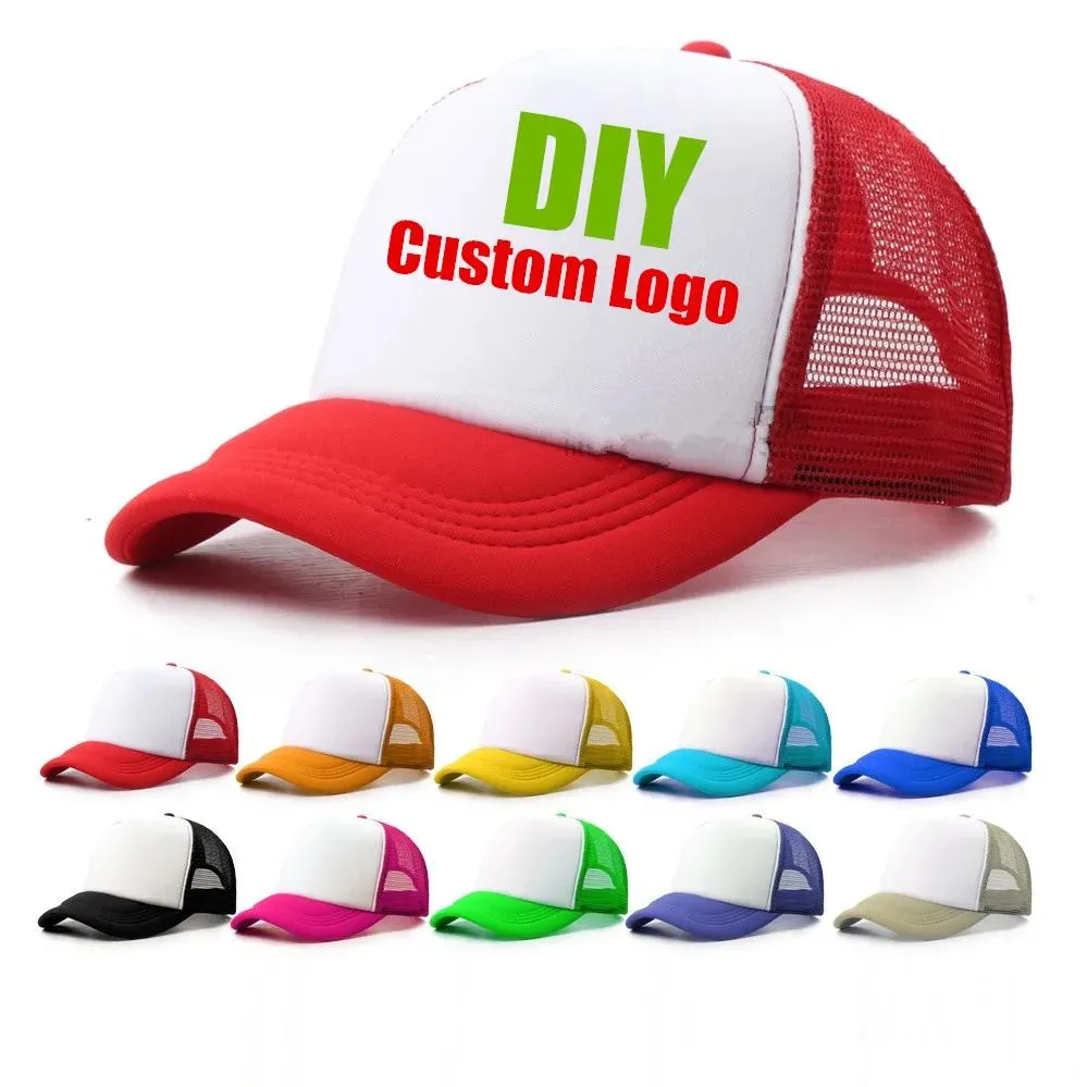 Caps 1 Piece Custom Mesh Hats Men's Trucker Hat Cheap Adult Adjustable Polyester Baseball Caps Women Snapback Hat Free Design