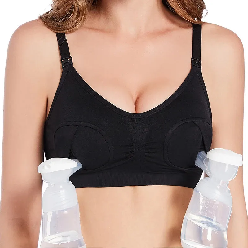 Maternity Bra for Breast Pump Special Nursing Hands Pregnancy Clothes Breastfeeding Pumping Can Wear All Day 240102