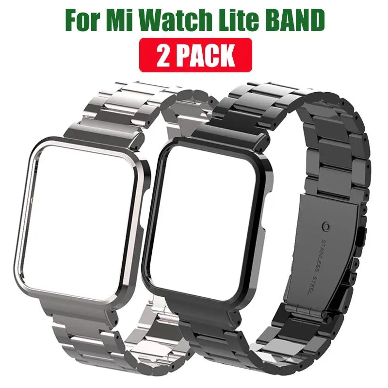 Accessoires 2 pièces boîtier en métal Bracelet de montre pour Xiaomi Mi Watch Lite Bracelet en acier inoxydable pour Xiaomi Redmi Watch 2/2 Lite bandes