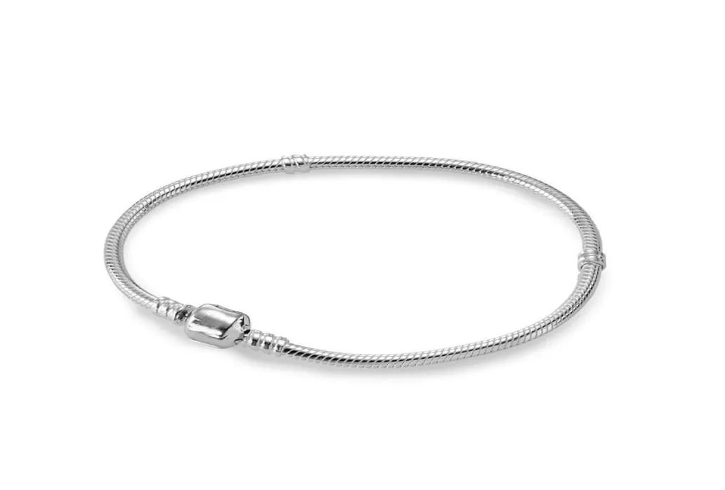 Armbänder aus 100 % 925er-Sterlingsilber mit Originalverpackung, 3 mm Kette, passend für Charm-Perlen, Armreif, Schmuck für Damen und Herren, 8424595