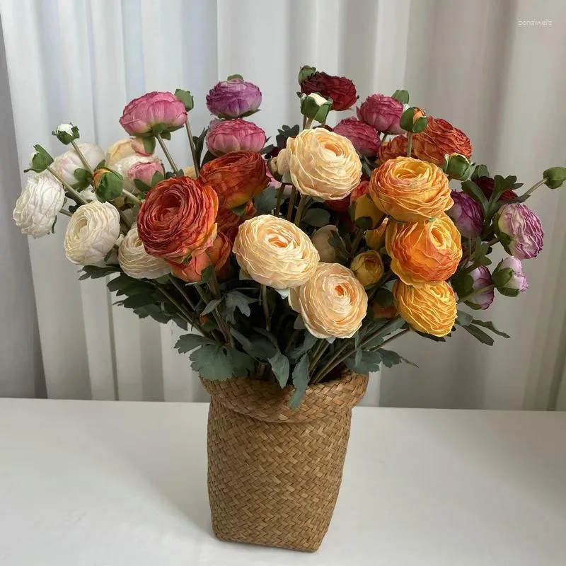 Decorative Flowers Handwriting Pieces Of 9 Thousand-Layer Lotus European-Style Artificial Silk Flower Bouquet Home Decoration Wedding Set