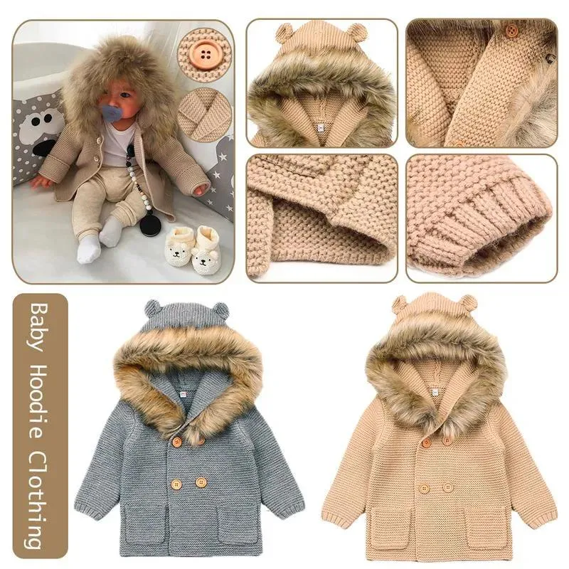 Pullover Maglioni invernali alla moda per cardigan per bambini Autunno con cappuccio Giacche lavorate a maglia per neonati Orso dei cartoni animati Abbigliamento a maniche lunghe per bambini