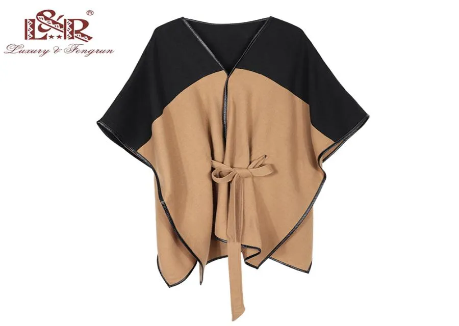 Poncho de invierno para mujer, nuevo diseño, cintura, Ponchos de lana de Cachemira, chal con dobladillo de cuero, Poncho tejido para mujer, bufanda LJ8527105, nuevo diseño 2020