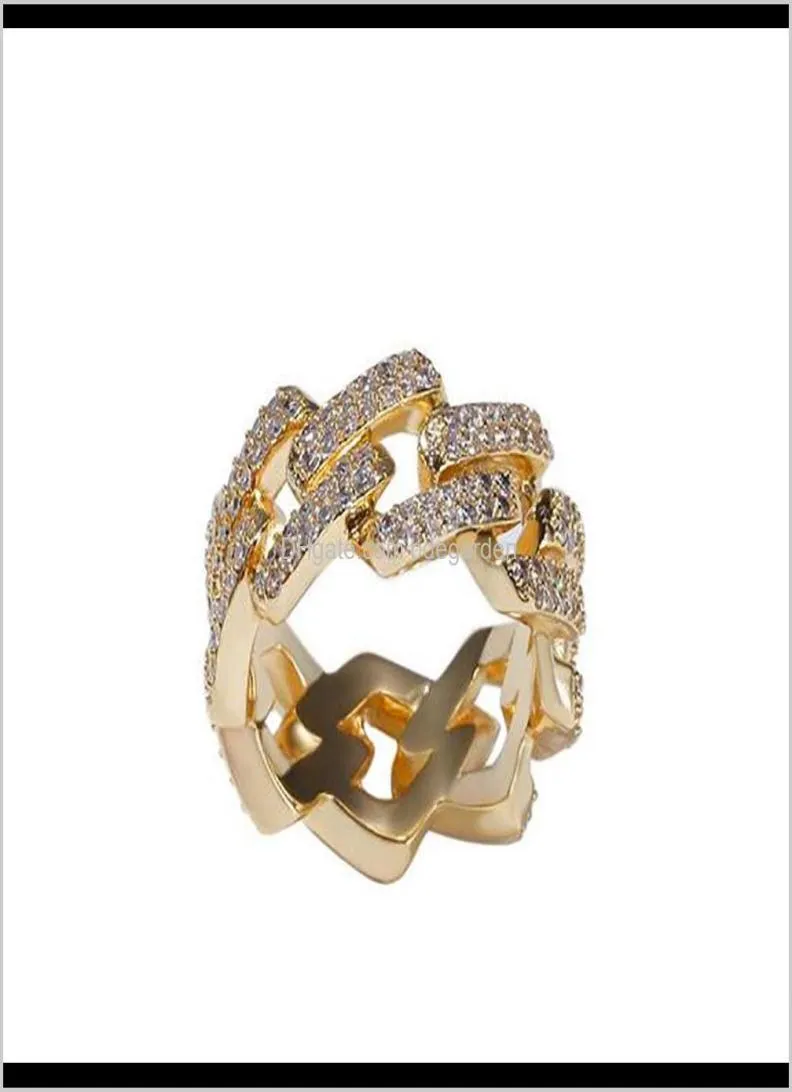 Мужские 2-рядные пасьянсы с кубинским цирконием, блестящие кубинские звенья, золото со льдом, кубинское микро-паве с имитацией бриллиантов, трендовое кольцо в стиле хип-хоп3730954