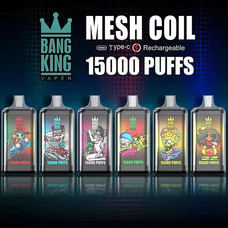 Bang King 15000 Puffs Одноразовые электронные сигареты Vape Pen 25 мл Стручок 850 мАч Аккумуляторная батарея оптом вейперы desechable puff 15K