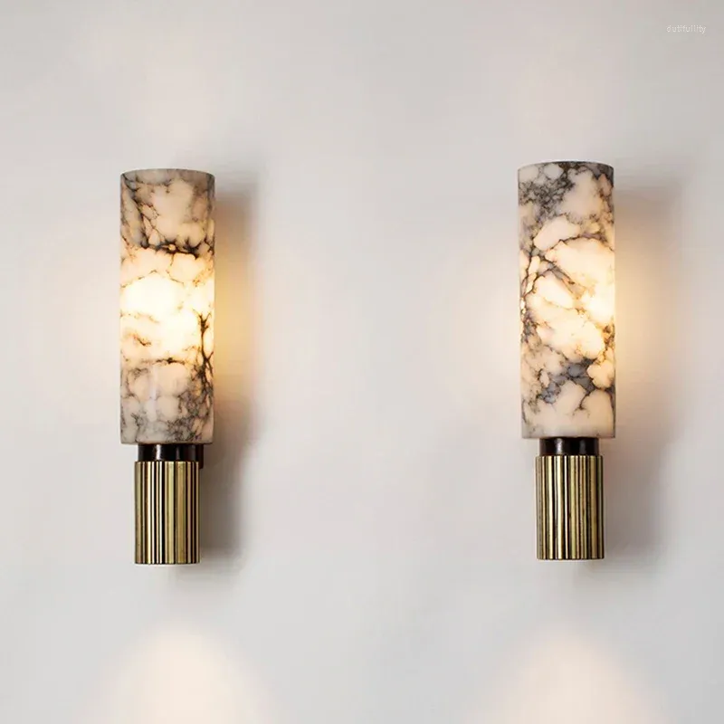 Wandlampen Moderne marmeren LED-blaker Slaapkamerlicht Home Decor Natuurlijke schaduw Verlichtingsarmatuur Decoratieve lamp