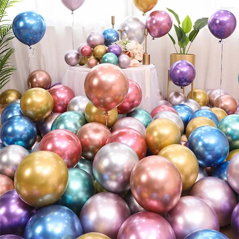 Party Favor 100 Pieces 5/10/12 Inch Metal Balloon Golden Silver Metallic Birthday Wedding Latex Balloons Pcs Decoration