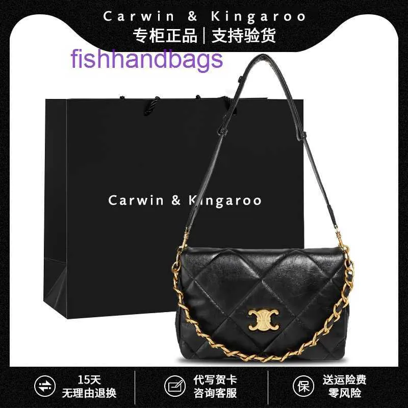 Celins ursprungliga tygväskor online -butik Small Square Bag Lazy Wind Large Diamond Grid Chain One med riktig logotyp