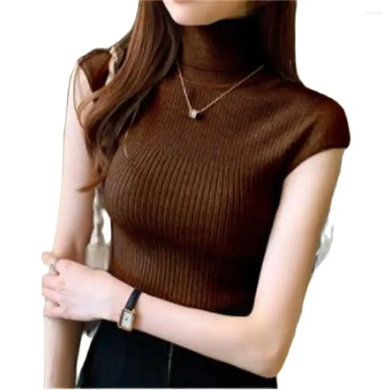 Women's Sweaters Womens Knit Tops Blouses Summer Short Sleeve Jumper Women Blusas Mujer De Moda 2024 Turtleneck Knitted Blouse Shirt