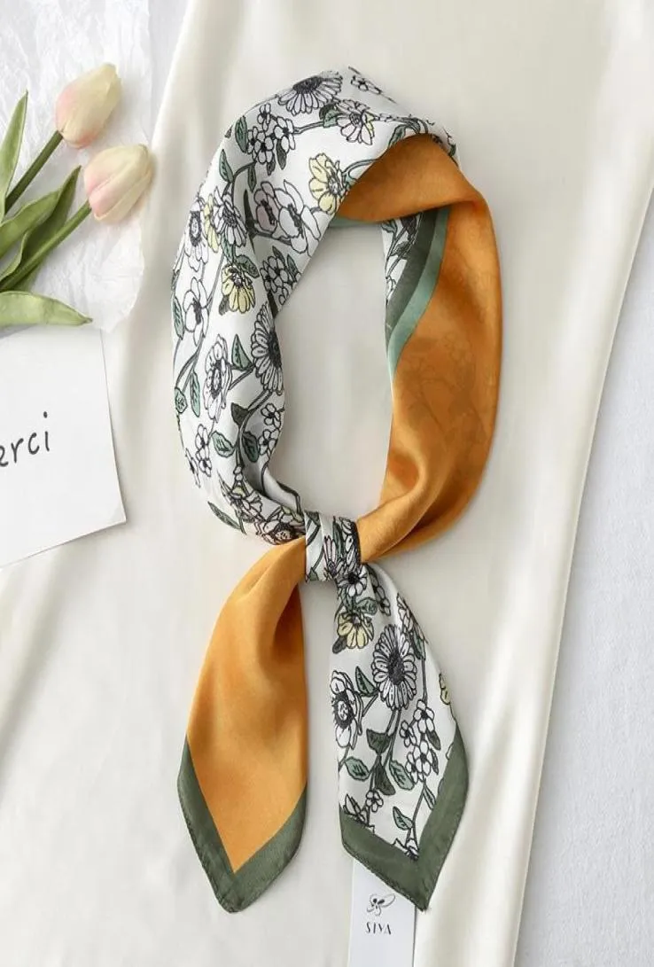 Halsdukar Silk Scarf Lady Hair Square Shawl Print Bag Head Wraps For Women Bandana Neckerchief Fashion Female Hijab Summer9248174