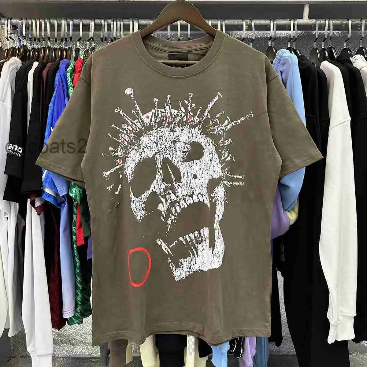 Hellstar Męska koszulka Wysokiej jakości wysokiej jakości koszulka koszulka Koszulka Summer Summer Casual Fashion para bawełniana damska krótkie rękaw w górę 2M