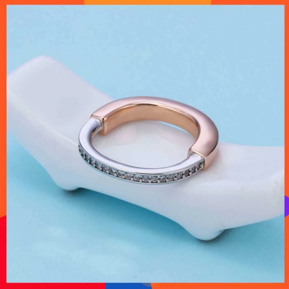 Rings Jewelry t Lock Colorful Split Lock Ring Women with Platinum Plating 18k Gold Personalized Fashion Handpiece K9ZY