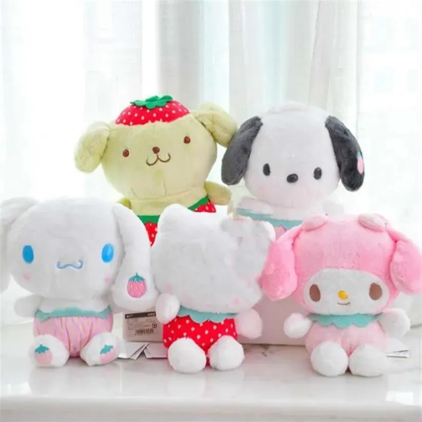 Animaux 1 pc belle bande dessinée fraise ma mélodie pudding cannelle chien en peluche poupée oreiller mignon en peluche jouets en peluche cadeau LJ200914219x