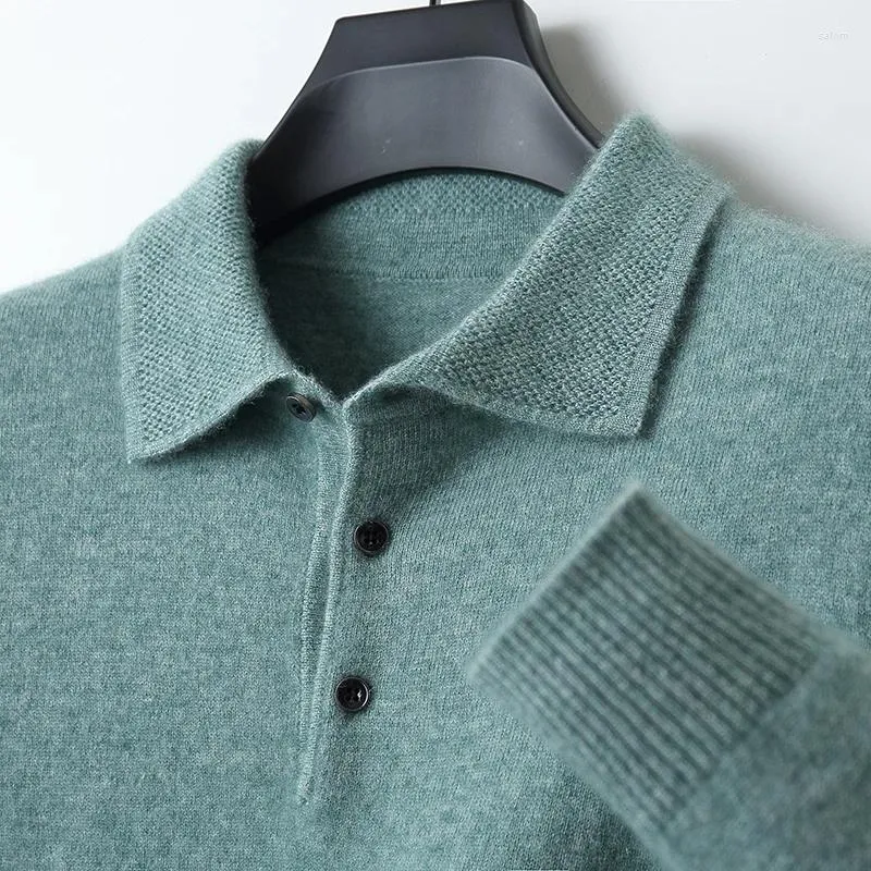 Suéteres para hombres Suéter de cachemira para hombres Otoño/Invierno Cuello POLO Color sólido Jersey de negocios