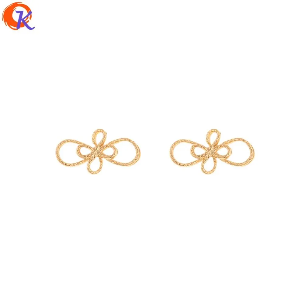 Diseño Cordial polaco 100 Uds. Accesorios de joyería de 7*13MM/conectores DIY/forma de flor/chapado en oro auténtico/hecho a mano/hallazgos de pendientes