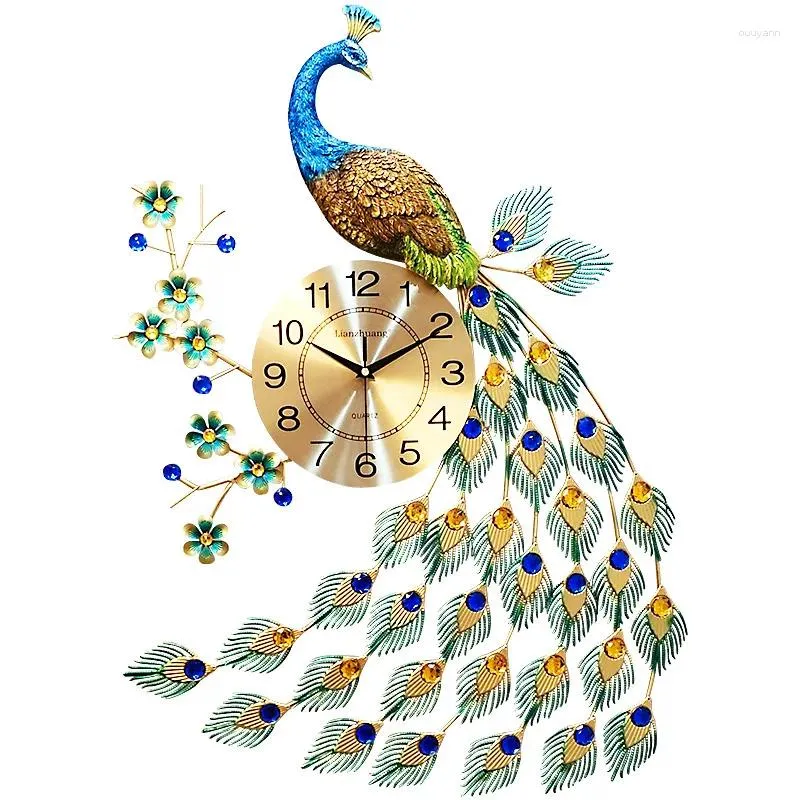 Wall Clocks Light Luxury European-Style Peacock Clock Home Art Decor Hit Your Guests With Elegance And Creativity