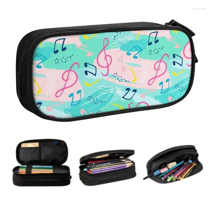 Cosmetische tassen Muziekmuzikant Etuis voor meisje Jongen Grote capaciteit Muzieknoten Retro patroon Penbox Tas Schoolaccessoires